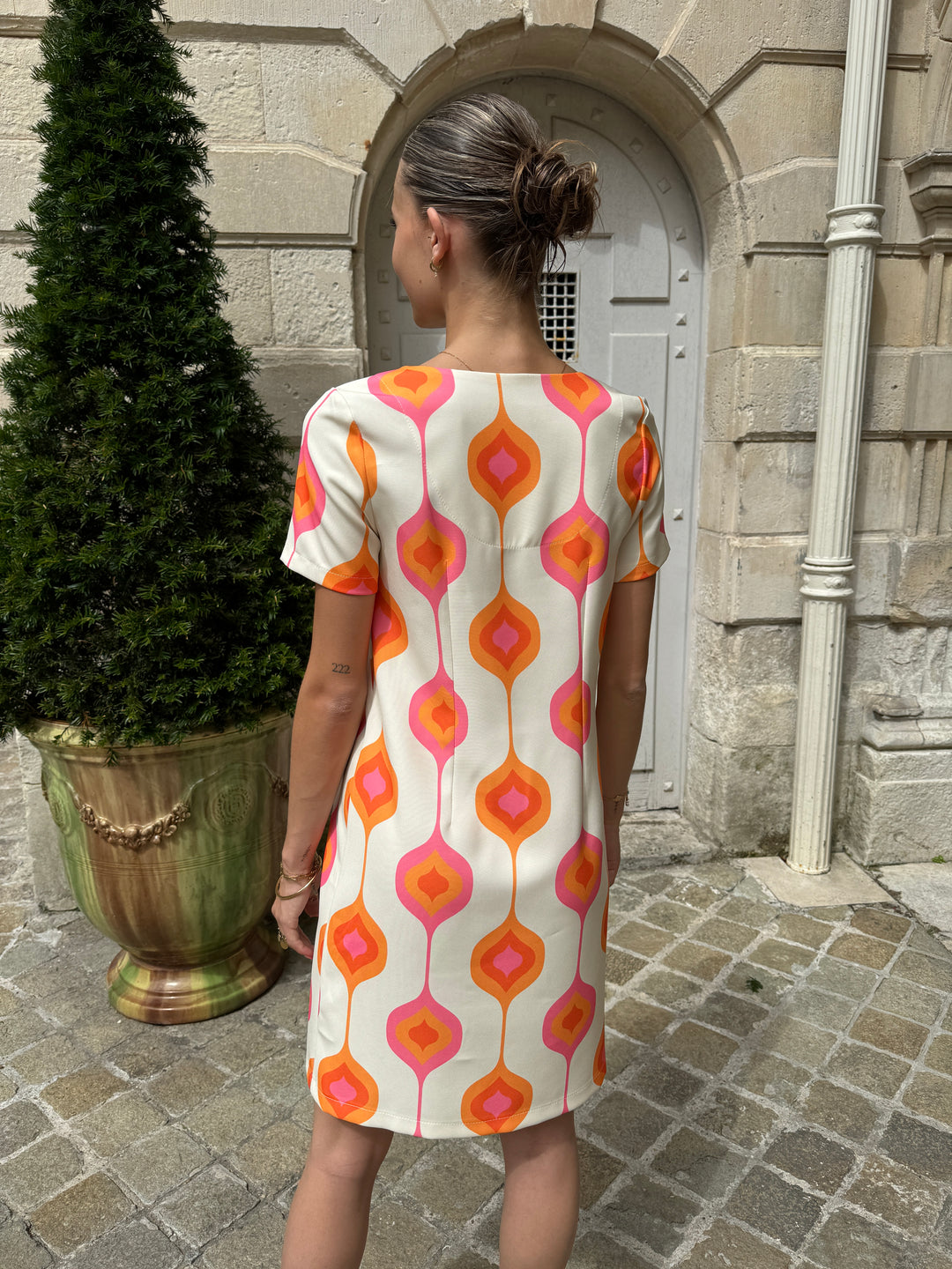 SEVENTIES Kleid Nr. 113 rosa und orange Hippocampe