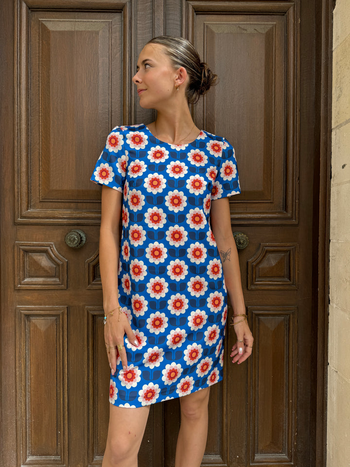 Robe SEVENTIES n°87 bleu Hippocampe