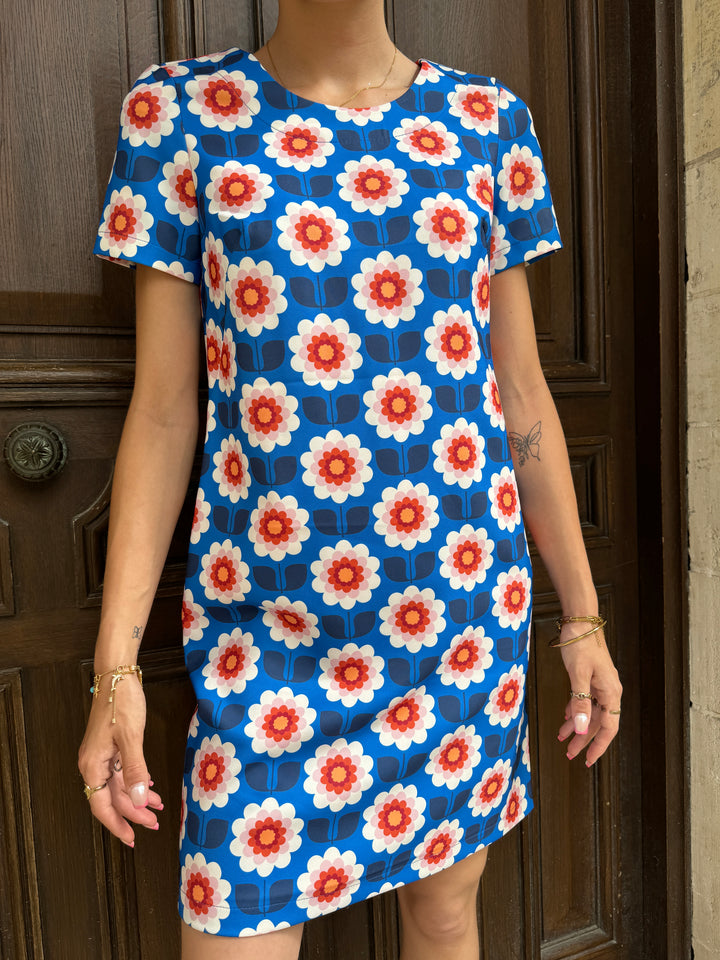 Vestido SEVENTIES n°87 azul Hippocampe