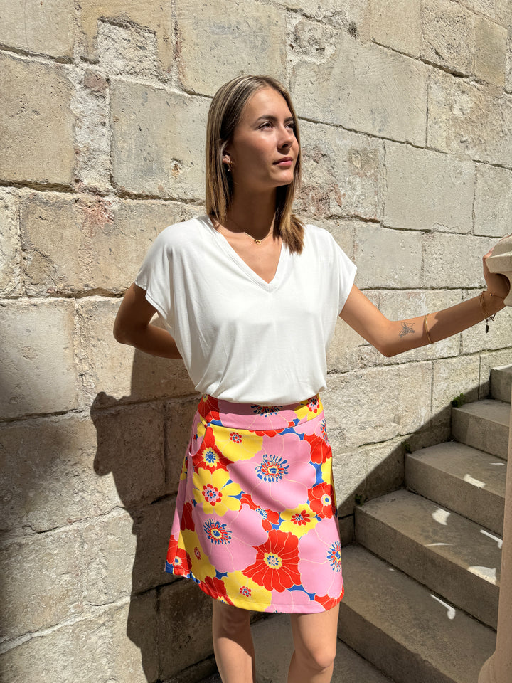 Falda SEVENTIES n°114 amarillo/rosa Hippocampe