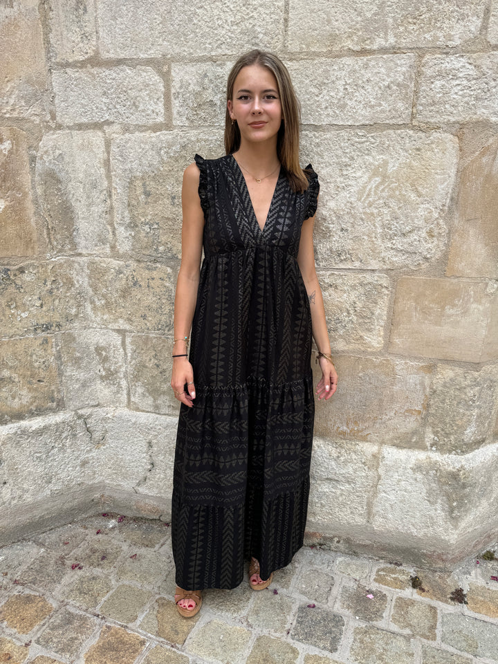 LOUANE langes schwarzes Kleid