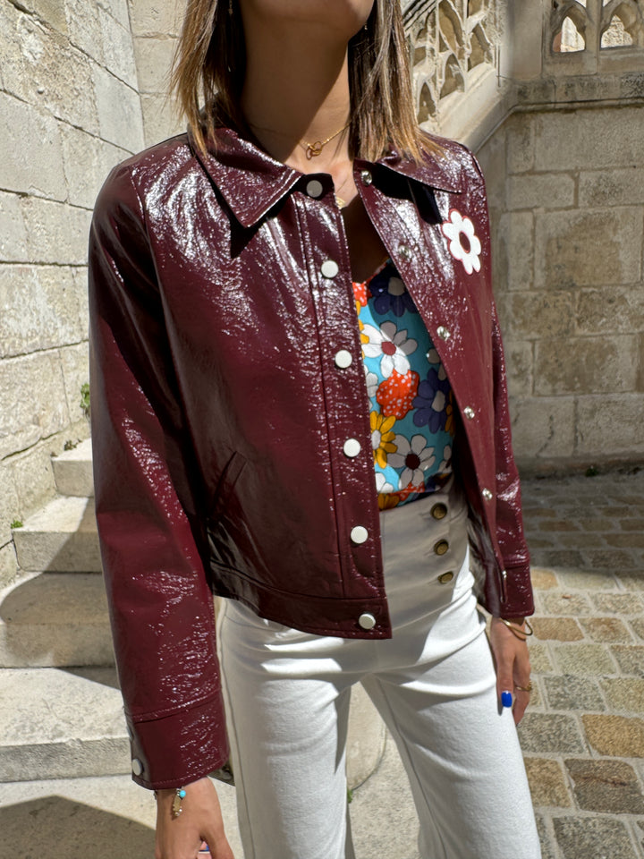 Veste vinyle aubergine DAISY Hippocampe