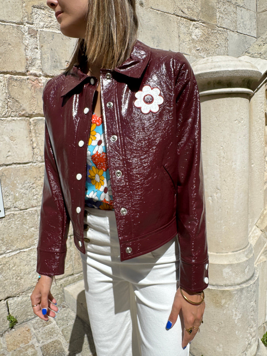 Veste vinyle aubergine DAISY Hippocampe