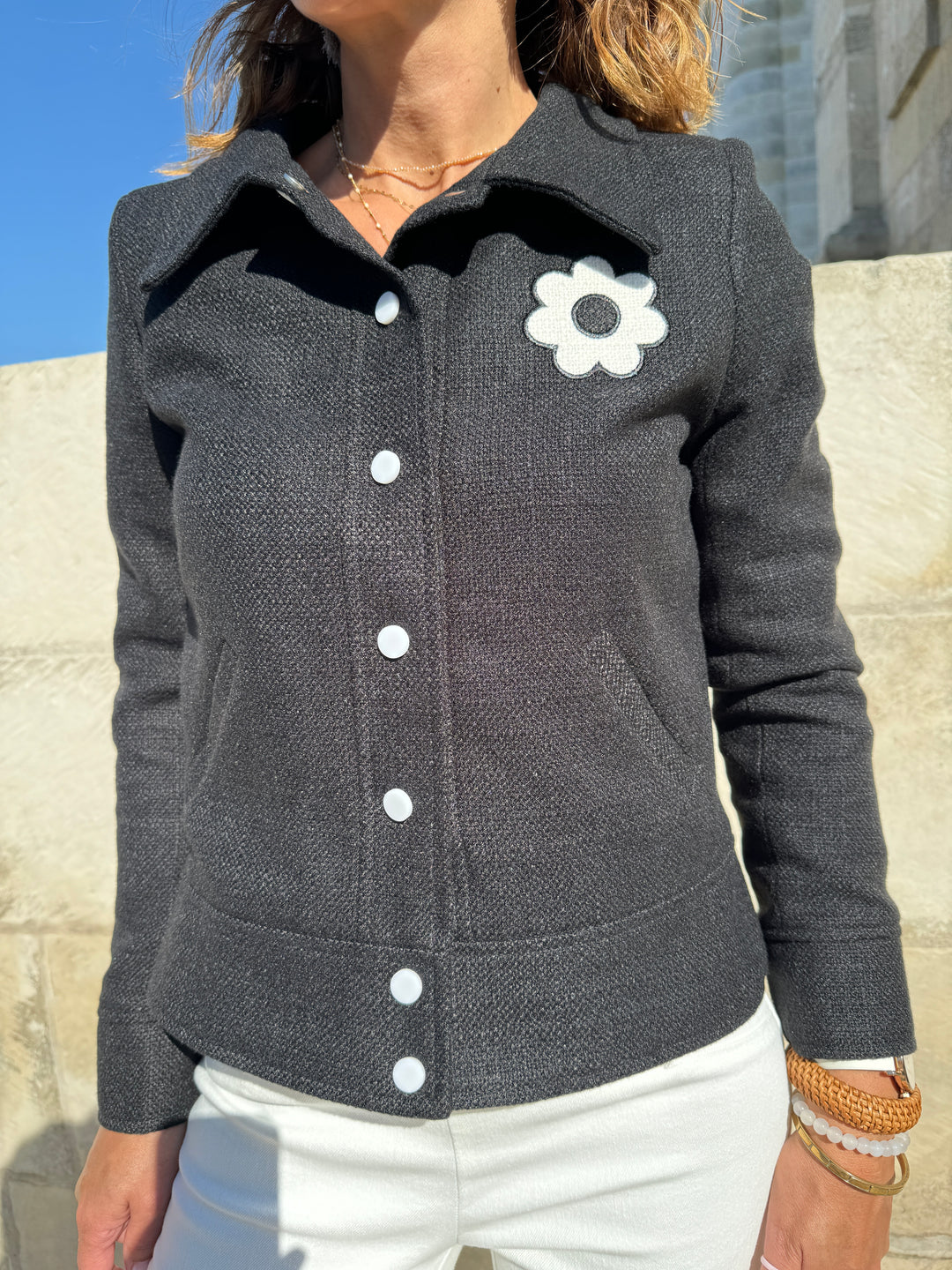 Chaqueta tweed DAISY negra Hippocampe