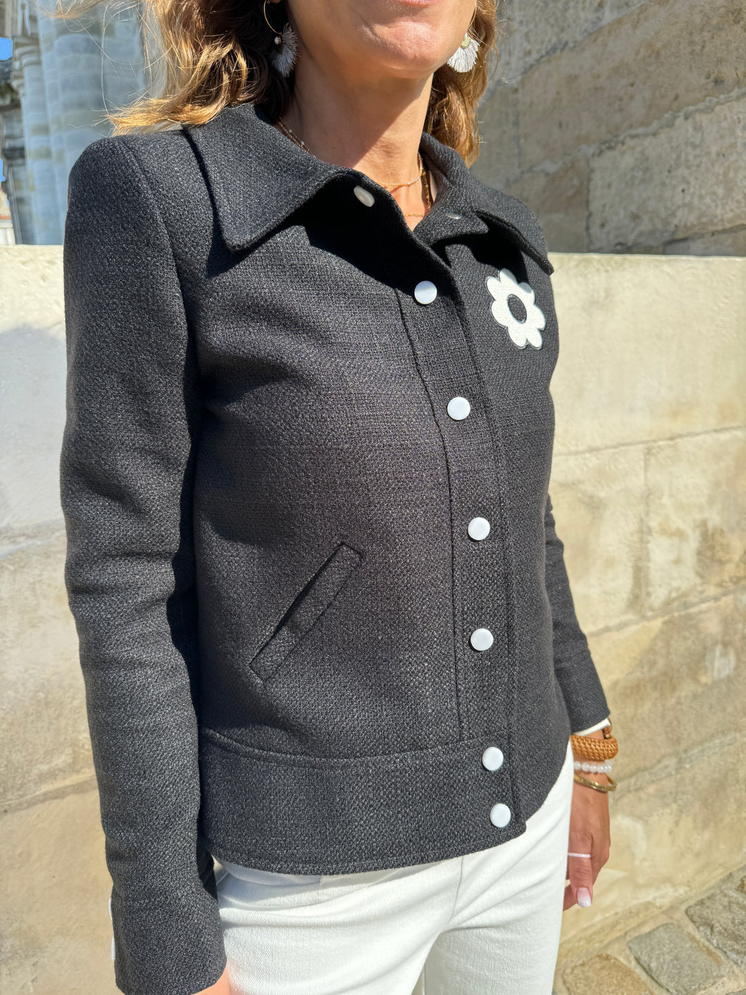 Veste tweed DAISY noir Hippocampe