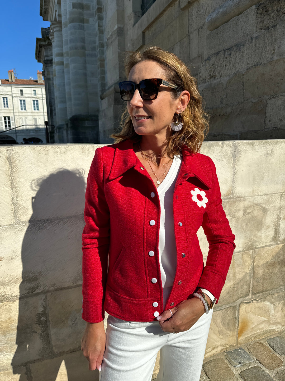 Veste tweed DAISY rouge Hippocampe