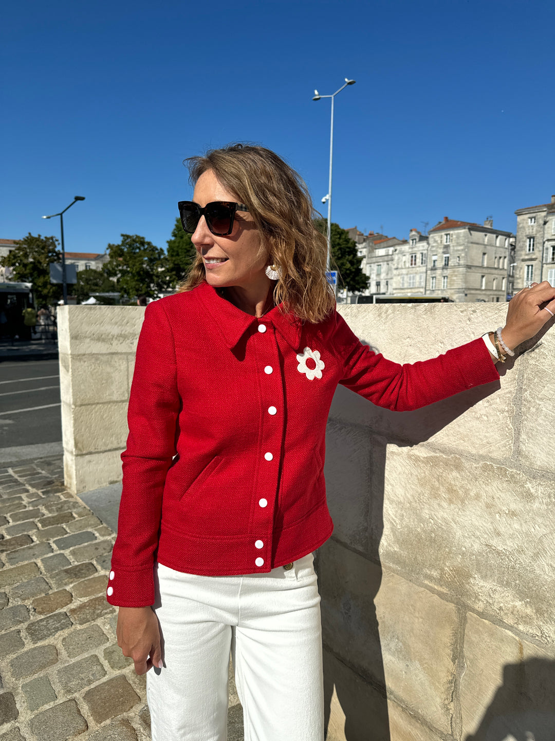 Veste tweed DAISY rouge Hippocampe