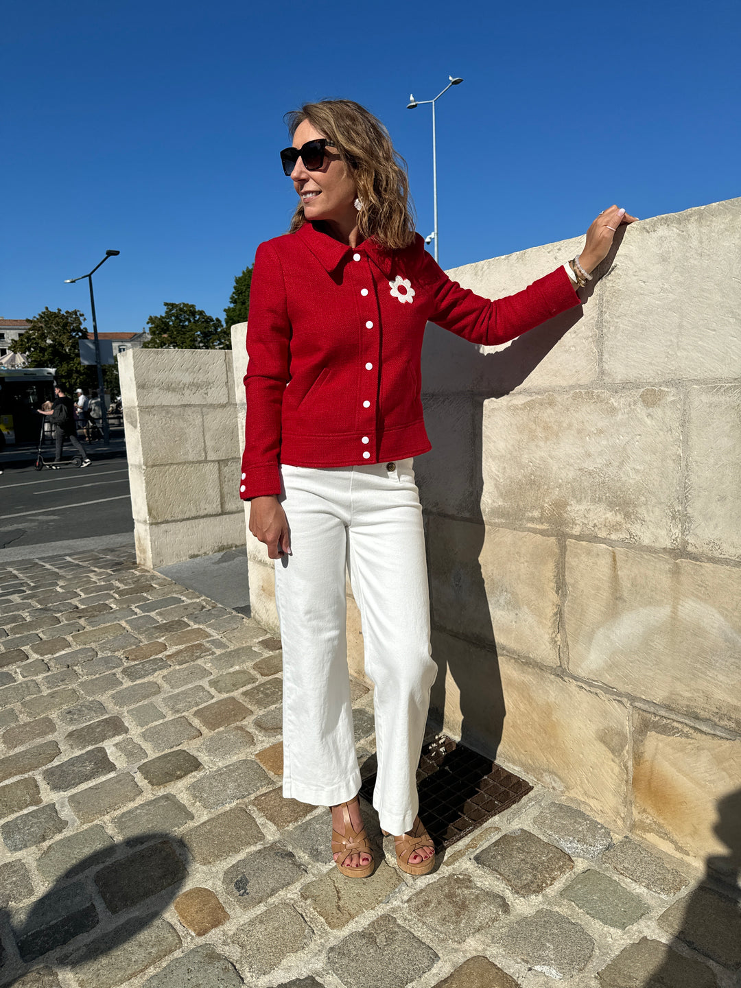 Veste tweed DAISY rouge Hippocampe