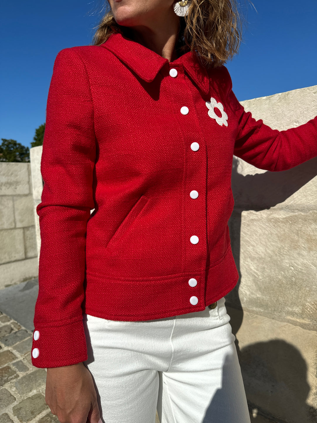 Veste tweed DAISY rouge Hippocampe