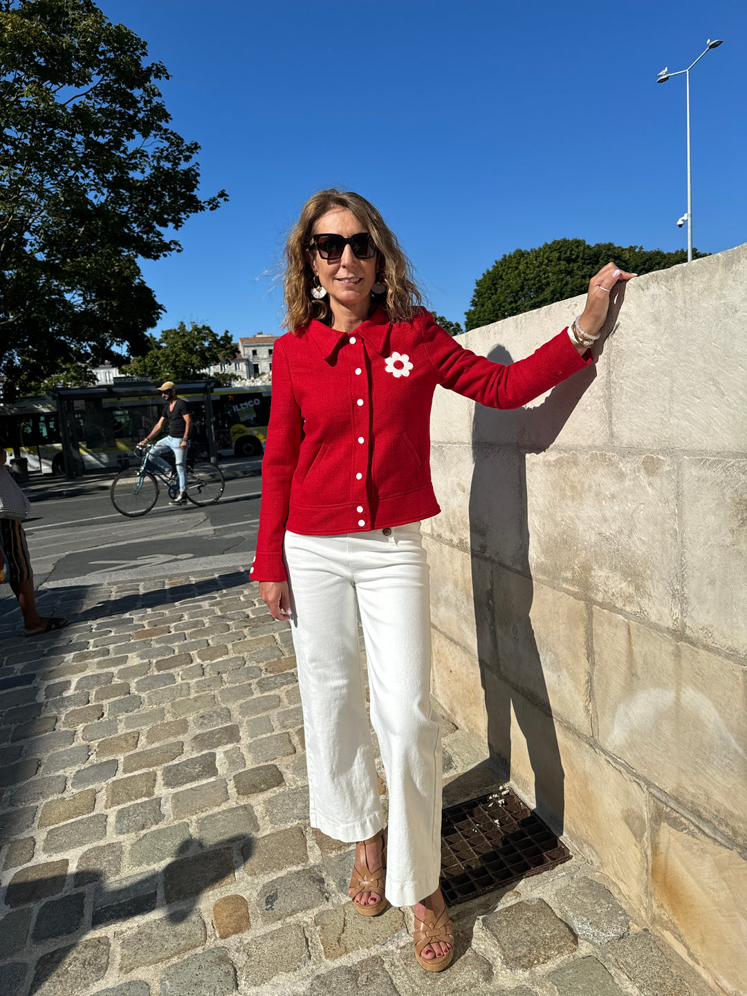 Veste tweed DAISY rouge Hippocampe