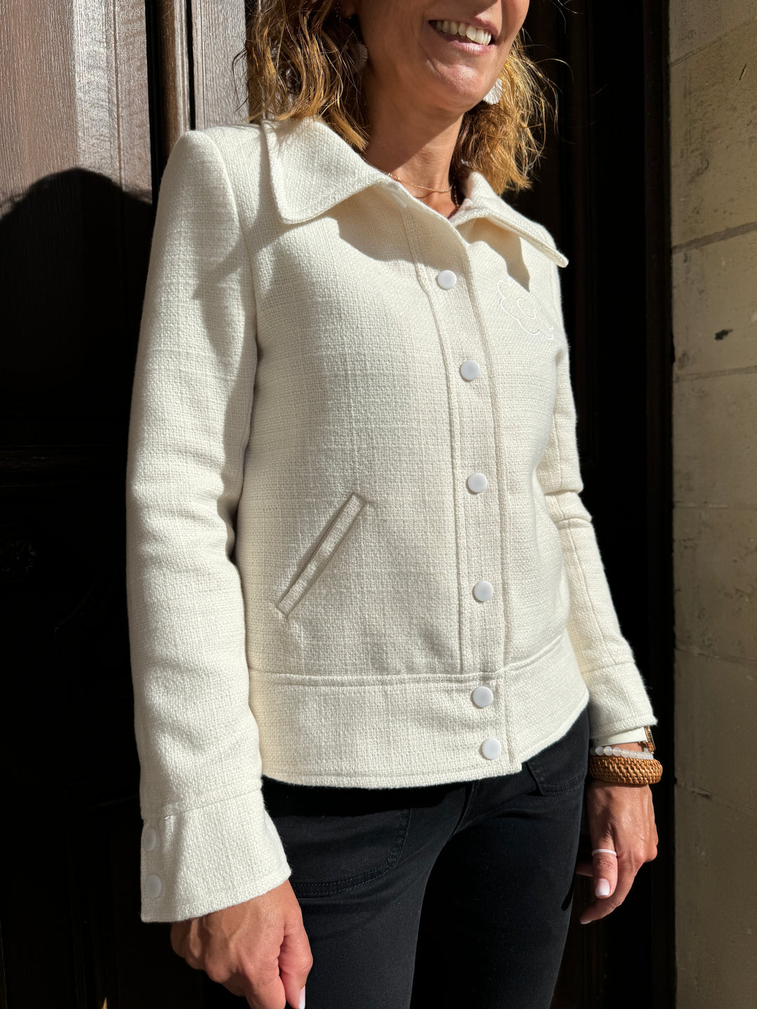 Chaqueta tweed DAISY blanca Hippocampe