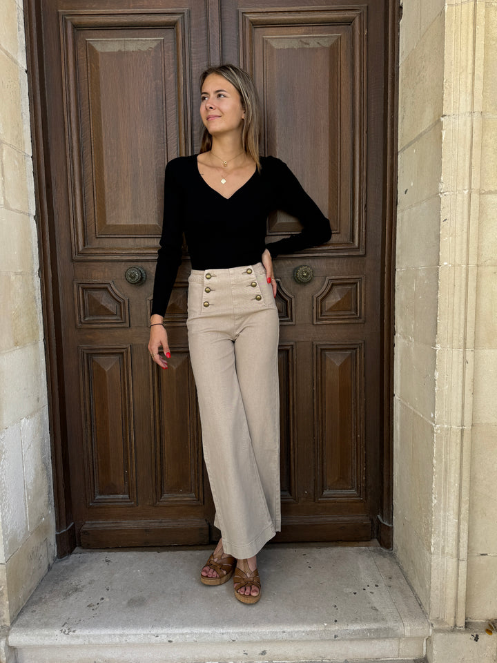 VICTORINE Oraije Beige Denim Jeans mit Steg