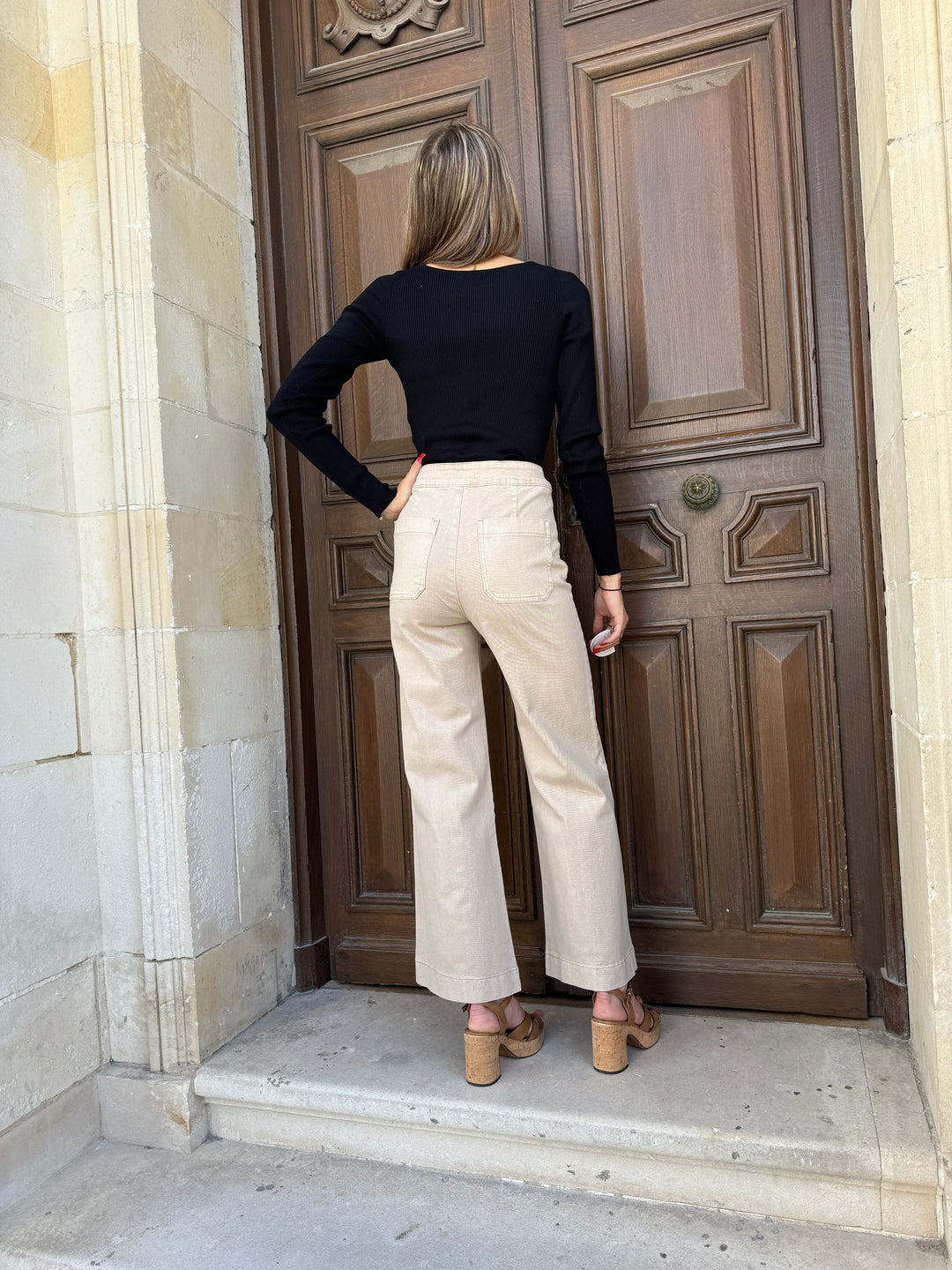 Jeans denim beige con puente VICTORINE Oraije