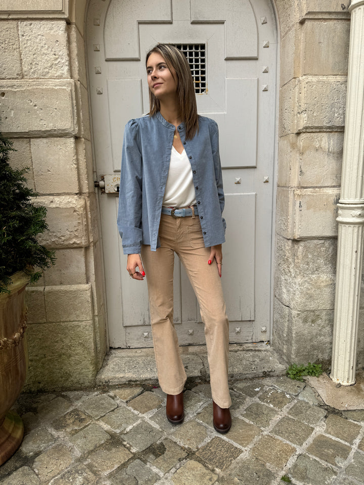 Blouse velours bleu gris BLONDIE La Petite Etoile