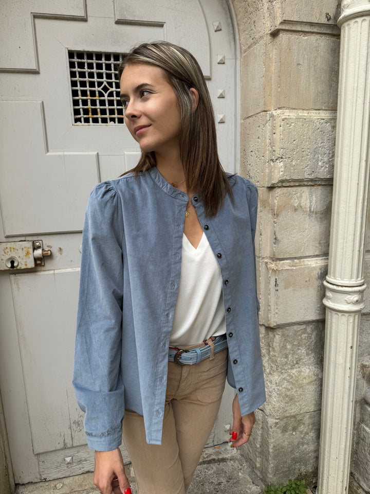 Blouse velours bleu gris BLONDIE La Petite Etoile