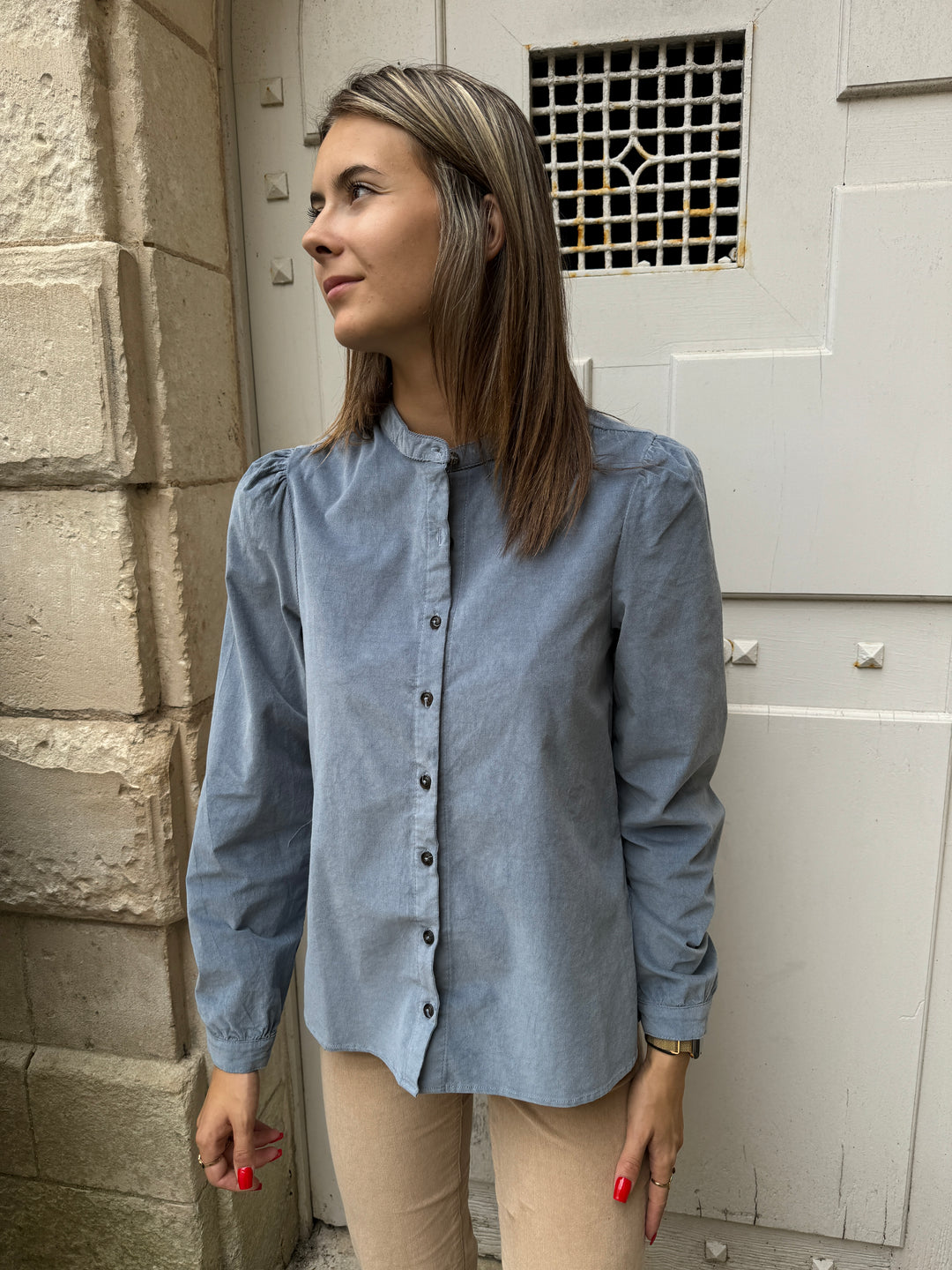 Blouse velours bleu gris BLONDIE La Petite Etoile