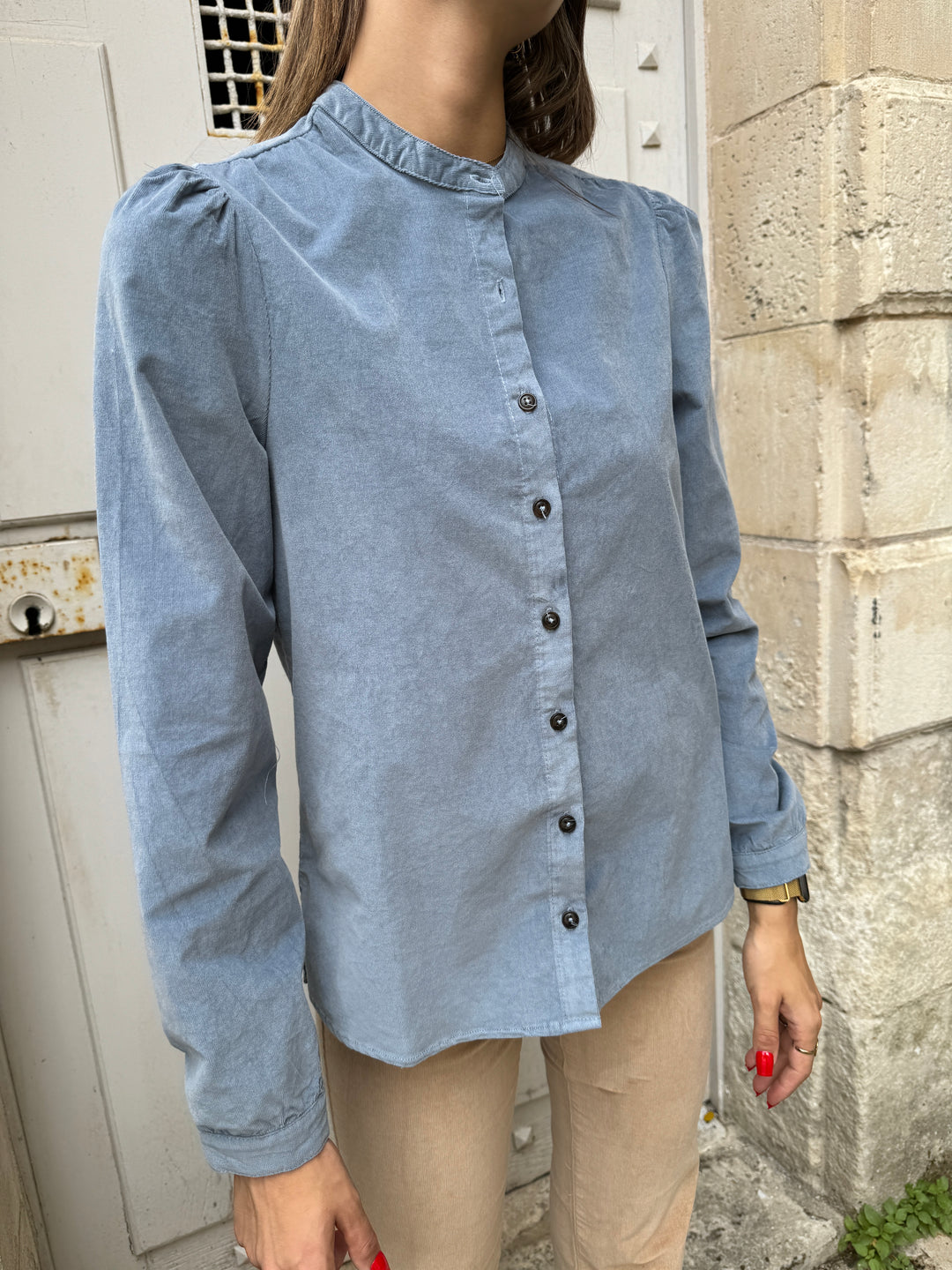 Blusa de terciopelo gris azul BLONDIE La Petite Etoile