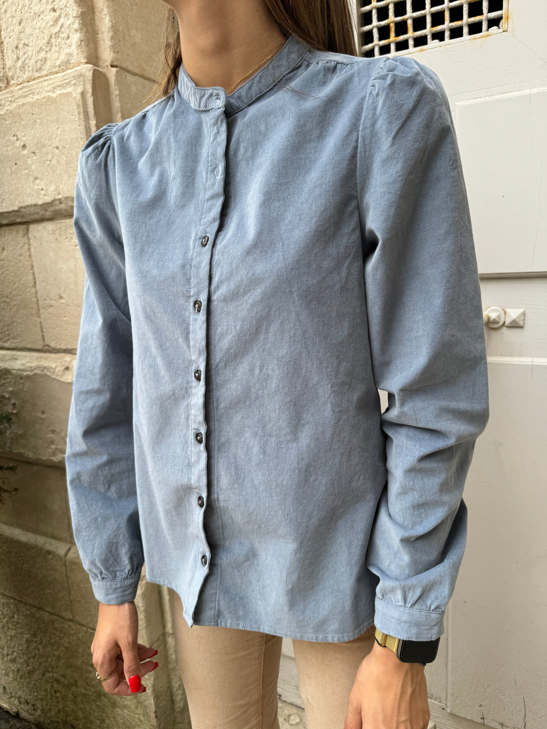 Blouse velours bleu gris BLONDIE La Petite Etoile