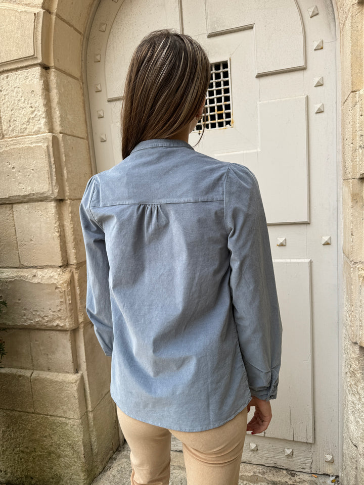 Blouse velours bleu gris BLONDIE La Petite Etoile