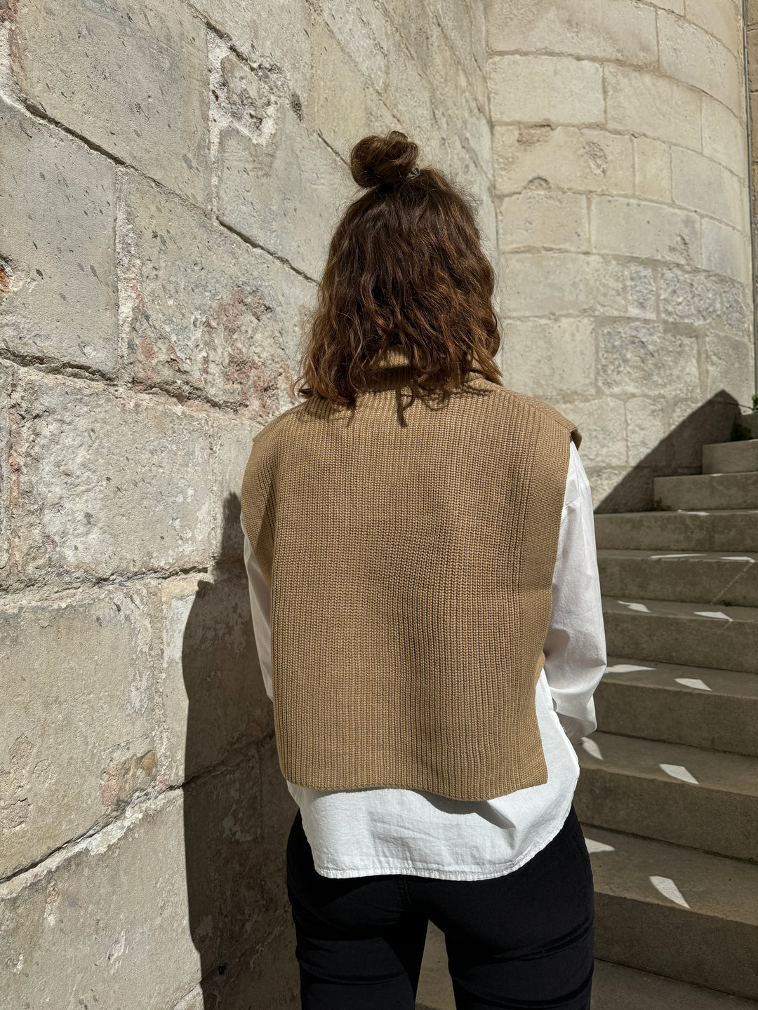 Pull sans manche col camionneur beige MAEVA La Petite Etoile