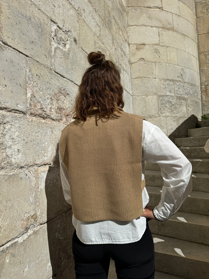 Pull sans manche col camionneur beige MAEVA La Petite Etoile