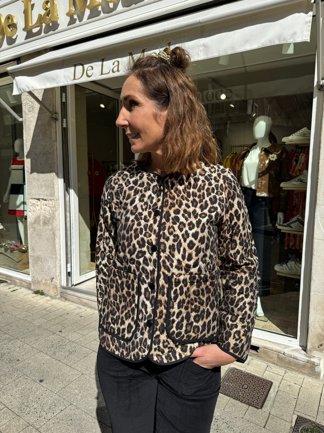 CONSTANCE Steppjacke mit Leopardenmuster