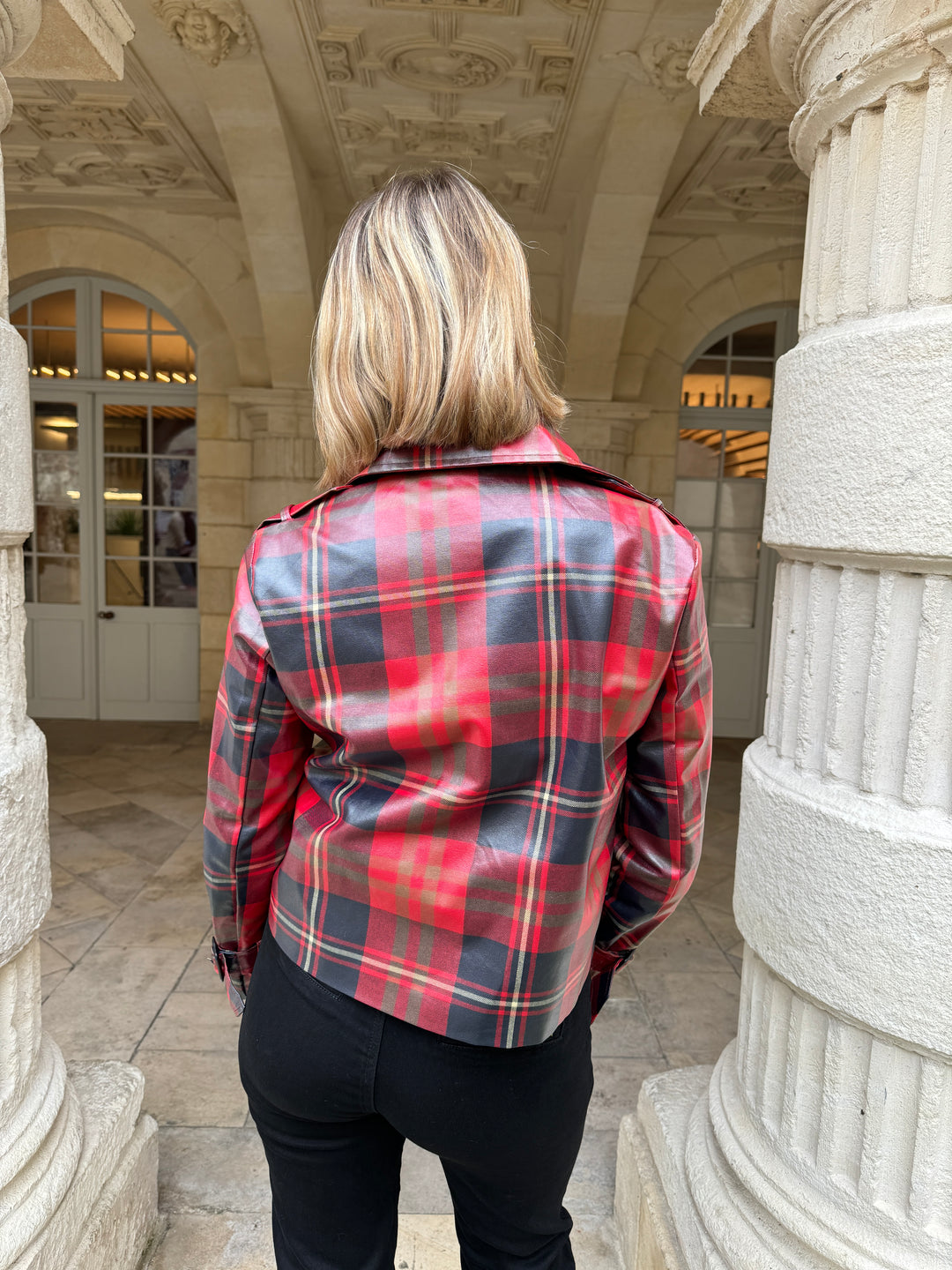 Chaqueta cruzada con estampado de cuadros PRINCESSE DE GALLES rojos Hippocampe