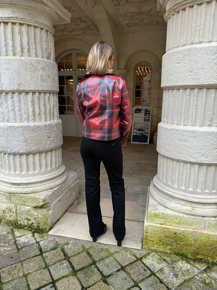 Veste croisée imprimé écossais PRINCESSE DE GALLES rouge Hippocampe