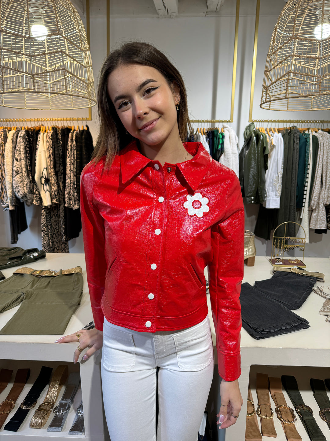 Veste vinyle rouge DAISY