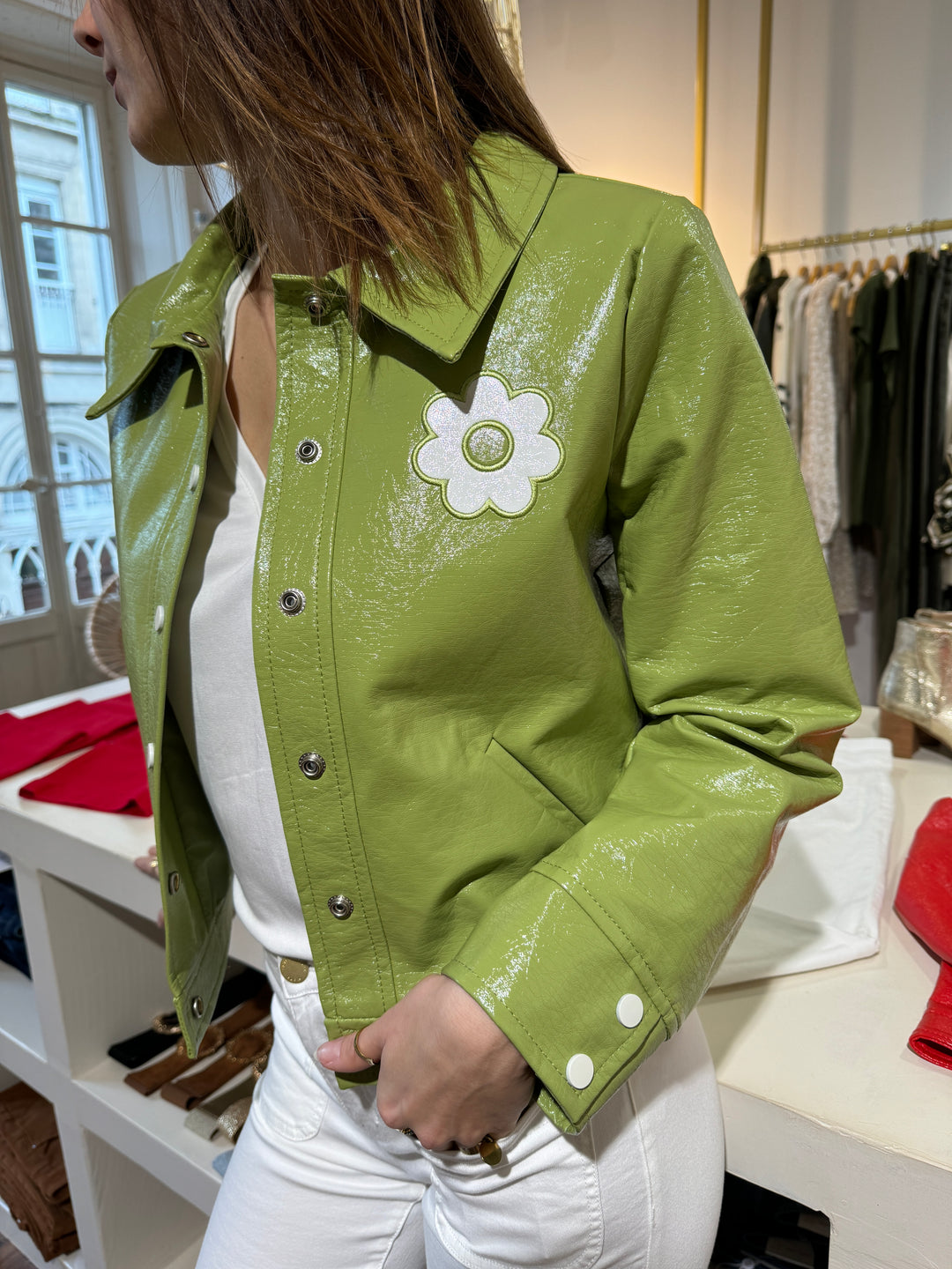 Veste vinyle verte DAISY