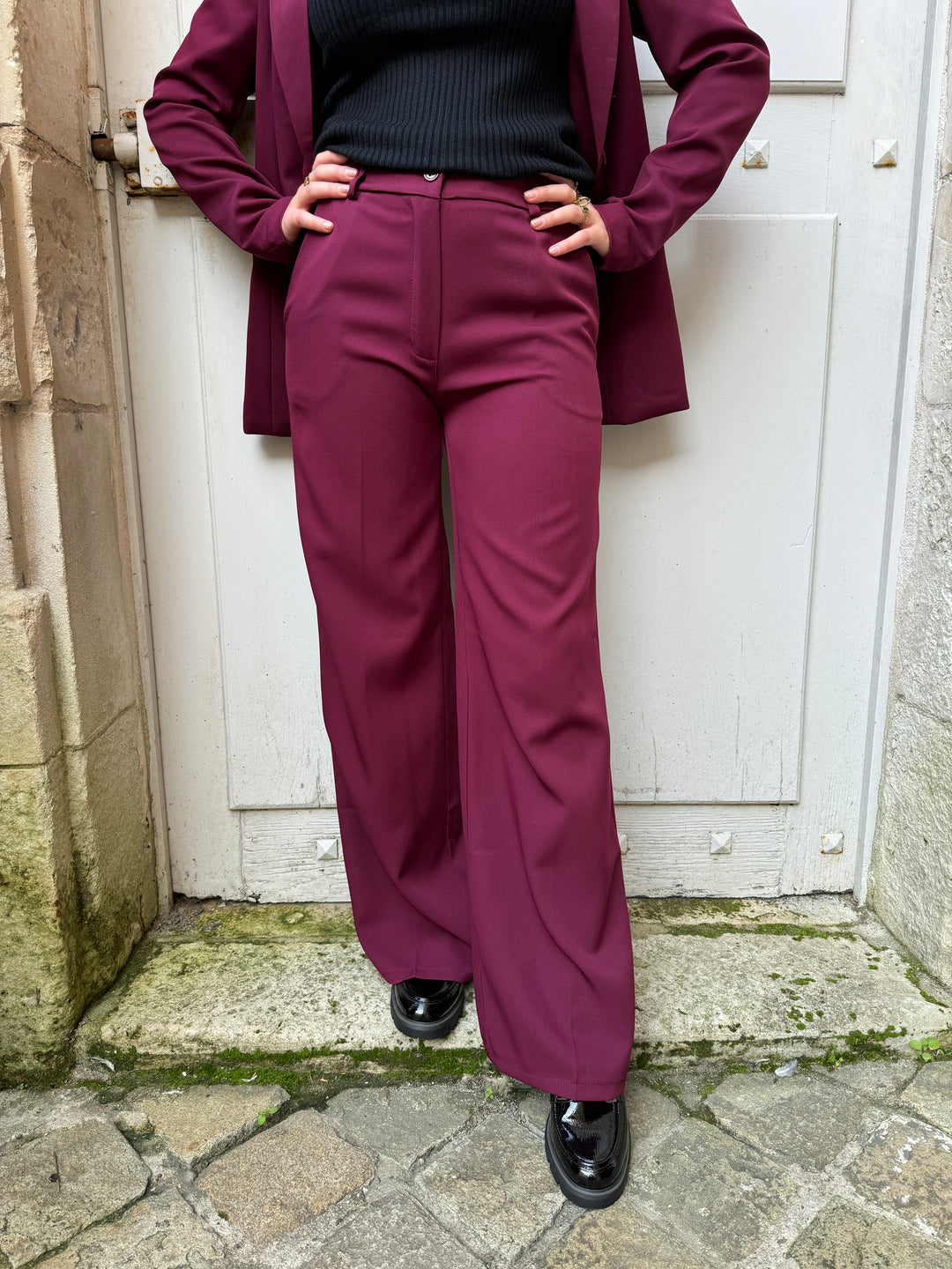 Pantalon coupe droite bordeaux GLORIA