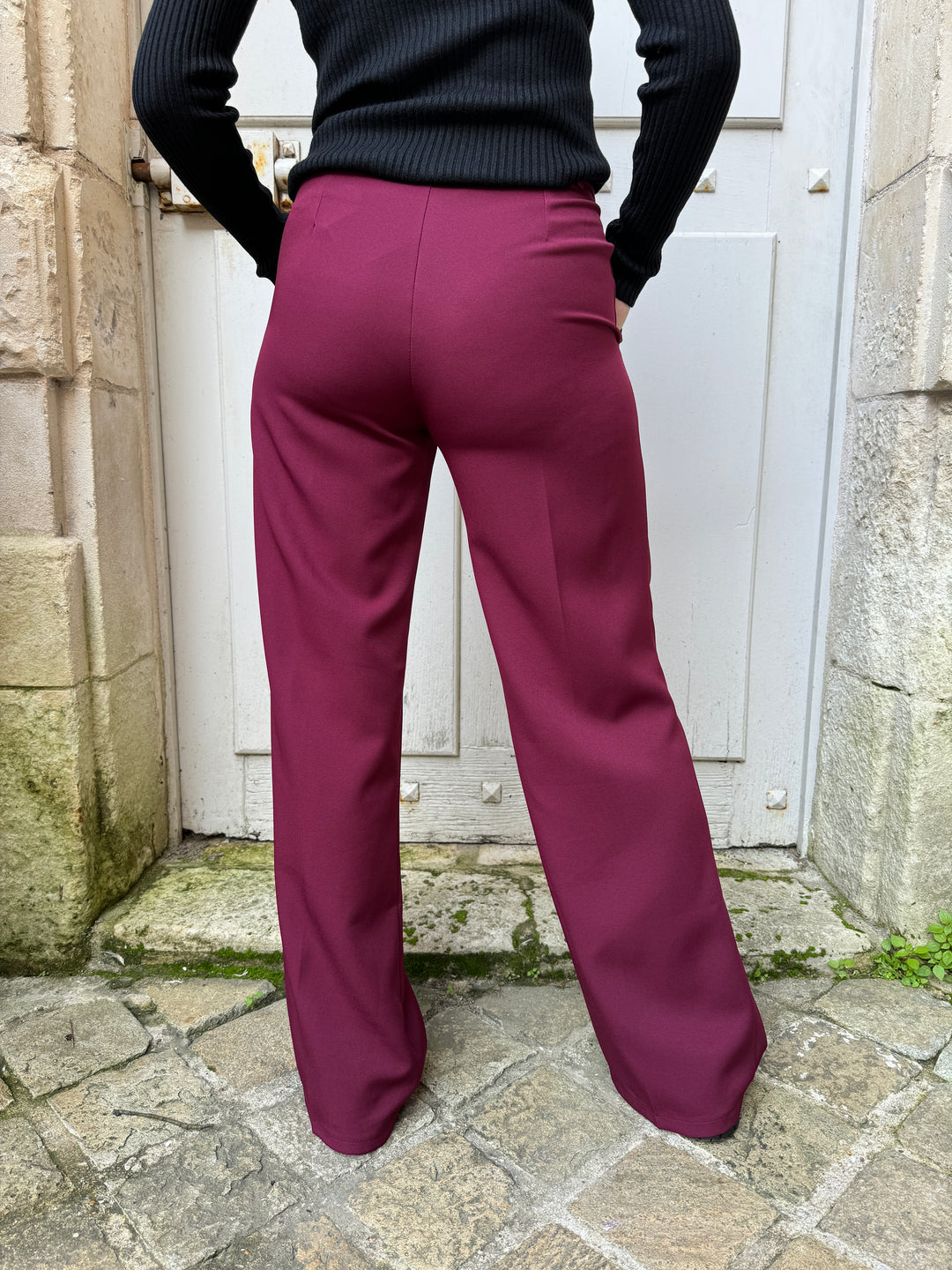 Pantalon coupe droite bordeaux GLORIA