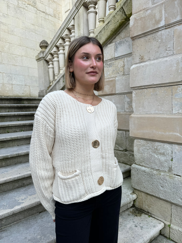 Gilet en maille écru CLEOPHEE