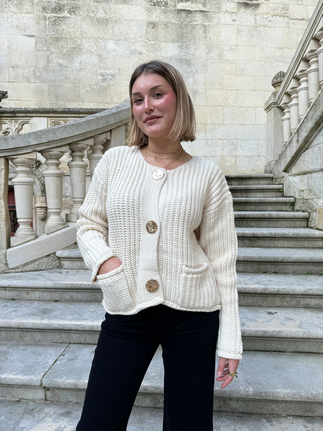 Gilet en maille écru CLEOPHEE