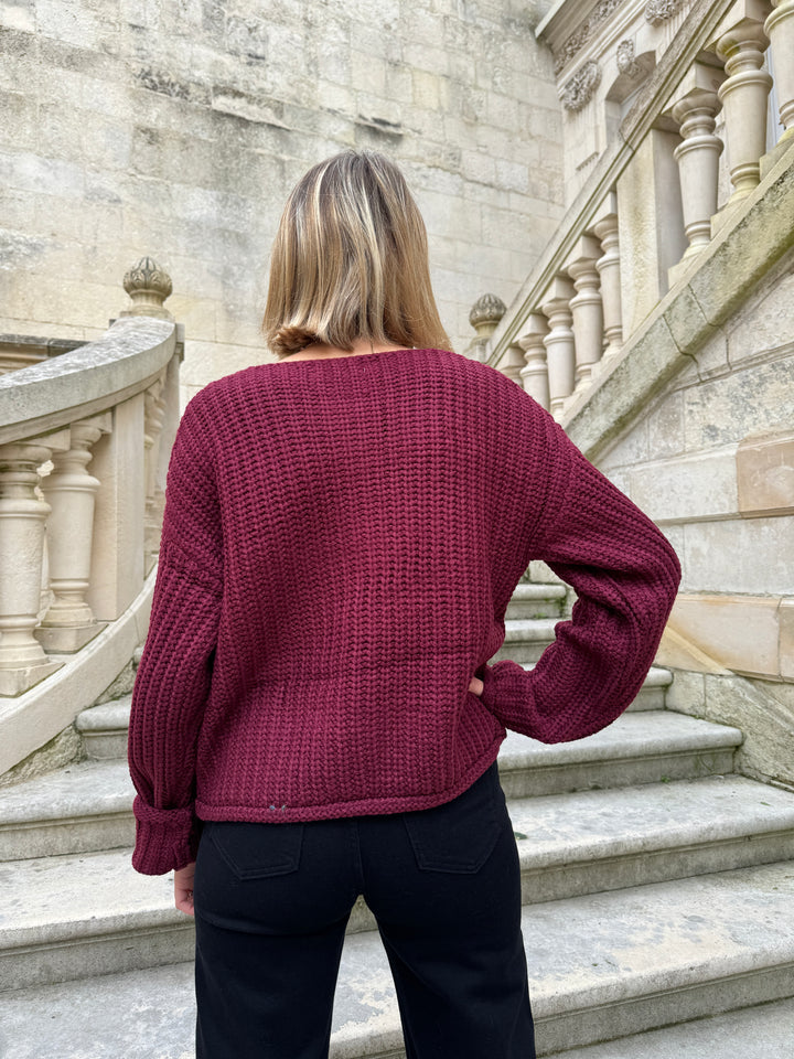 Gilet en maille bordeaux CLEOPHEE