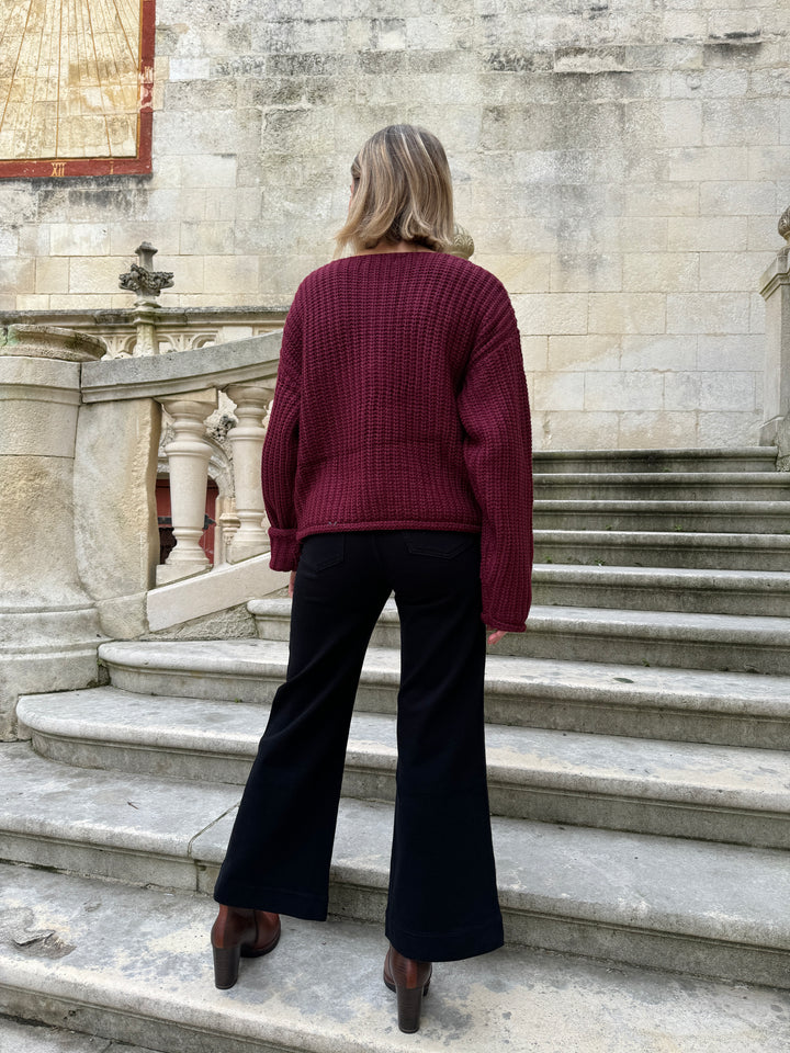 Gilet en maille bordeaux CLEOPHEE