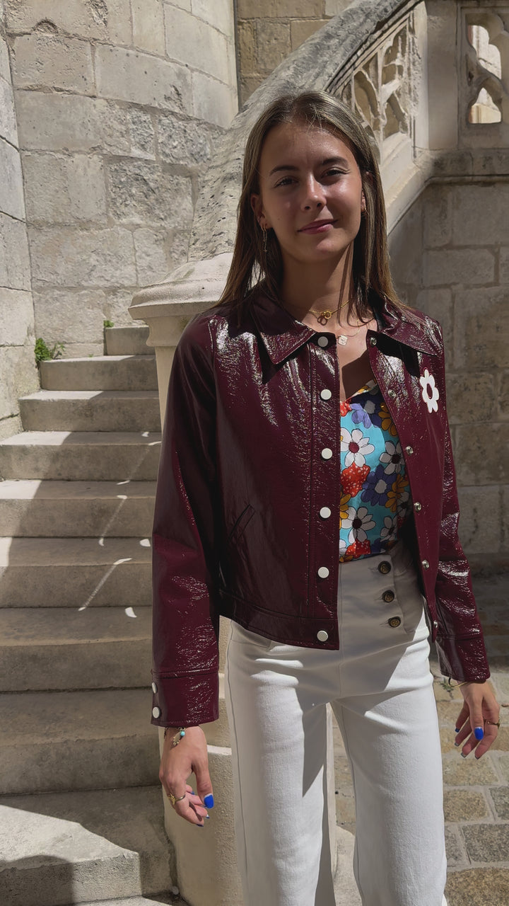 Veste vinyle aubergine DAISY Hippocampe