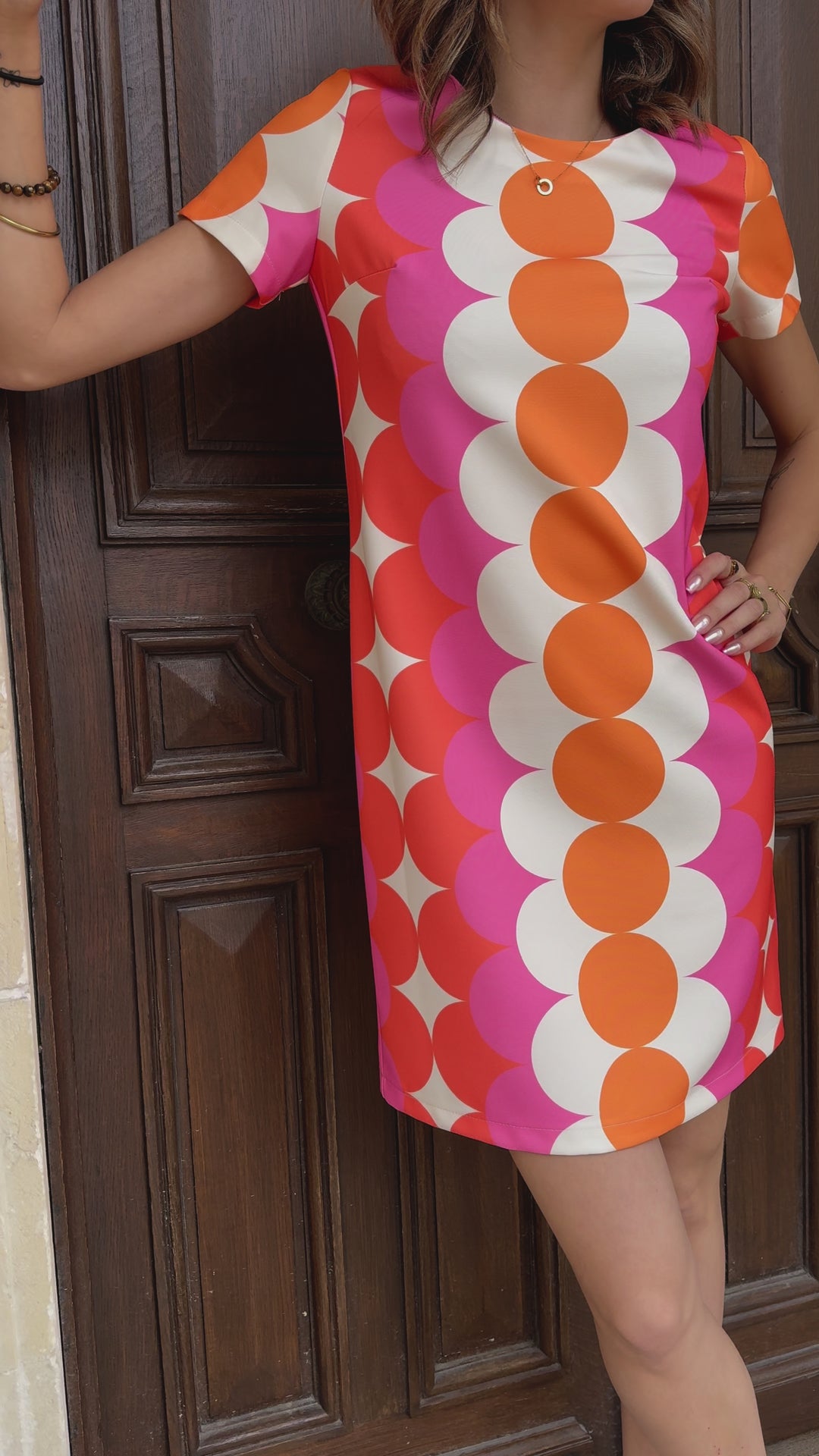 Vestido SEVENTIES n°108 naranja/rosa Hippocampe