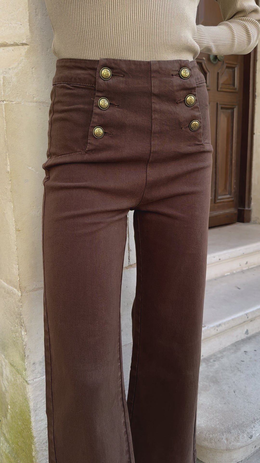 Jeans denim choco à pont VICTORINE Oraije